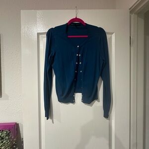 White House Black Market Teal Blue Cardigan